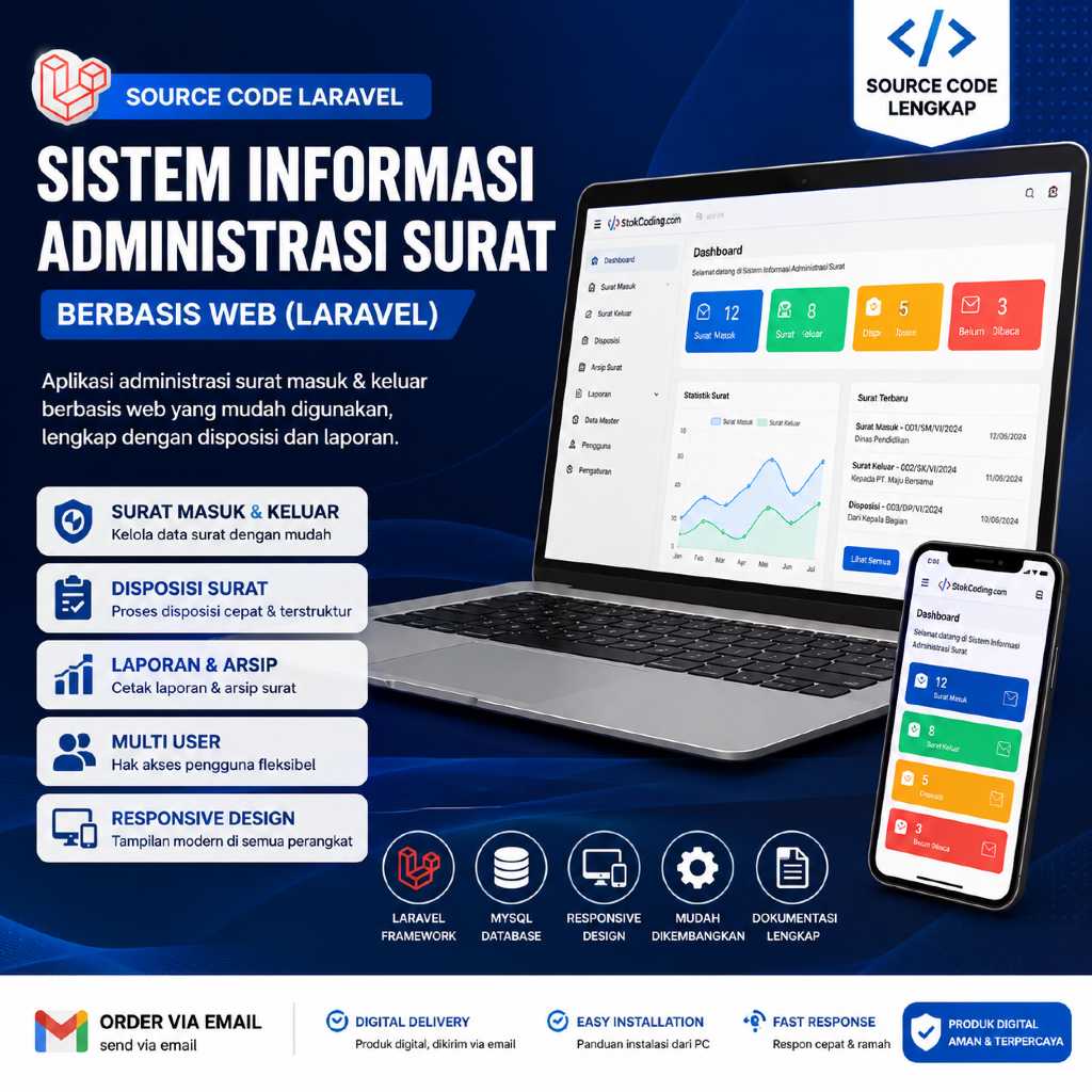 Sistem Informasi Administrasi Surat Berbasis Web Laravel | Aplikasi Surat Masuk Keluar | Source Code