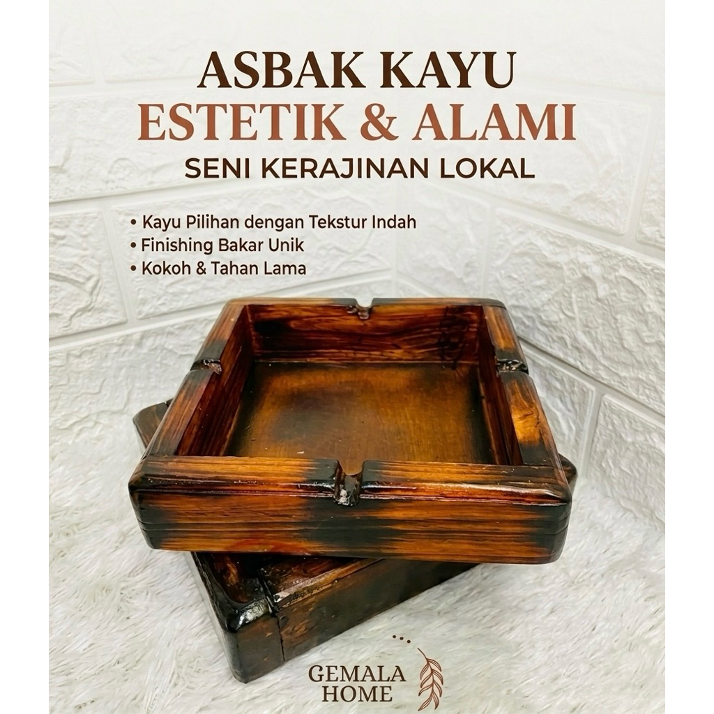Asbak kayu jati aesthetic/Asbak kotak/Asbak Kayu