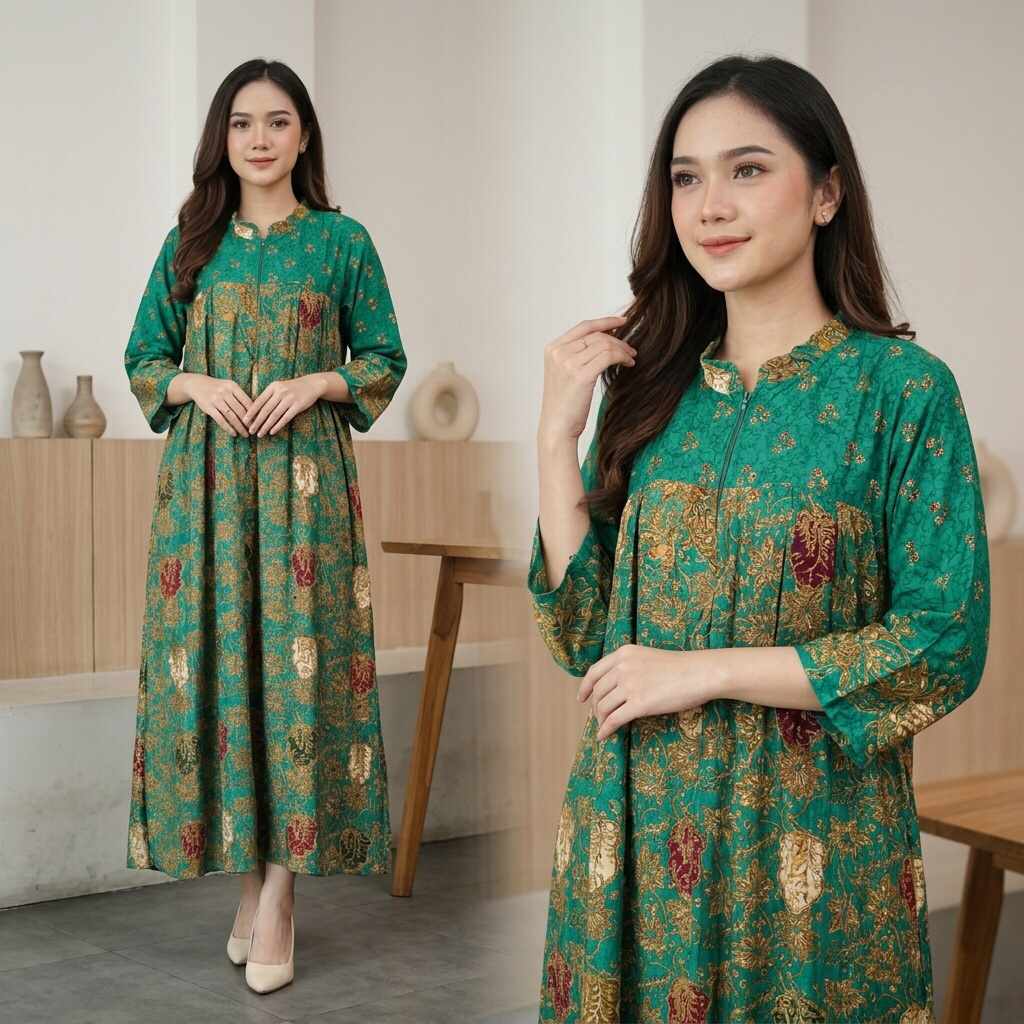 RM (LD 120 PB 135) READY STOK SACKDRESS CAMELIA BATIK CAP ORI BAHAN SANTUNG TEBAL BY RUMINA BATIK PE
