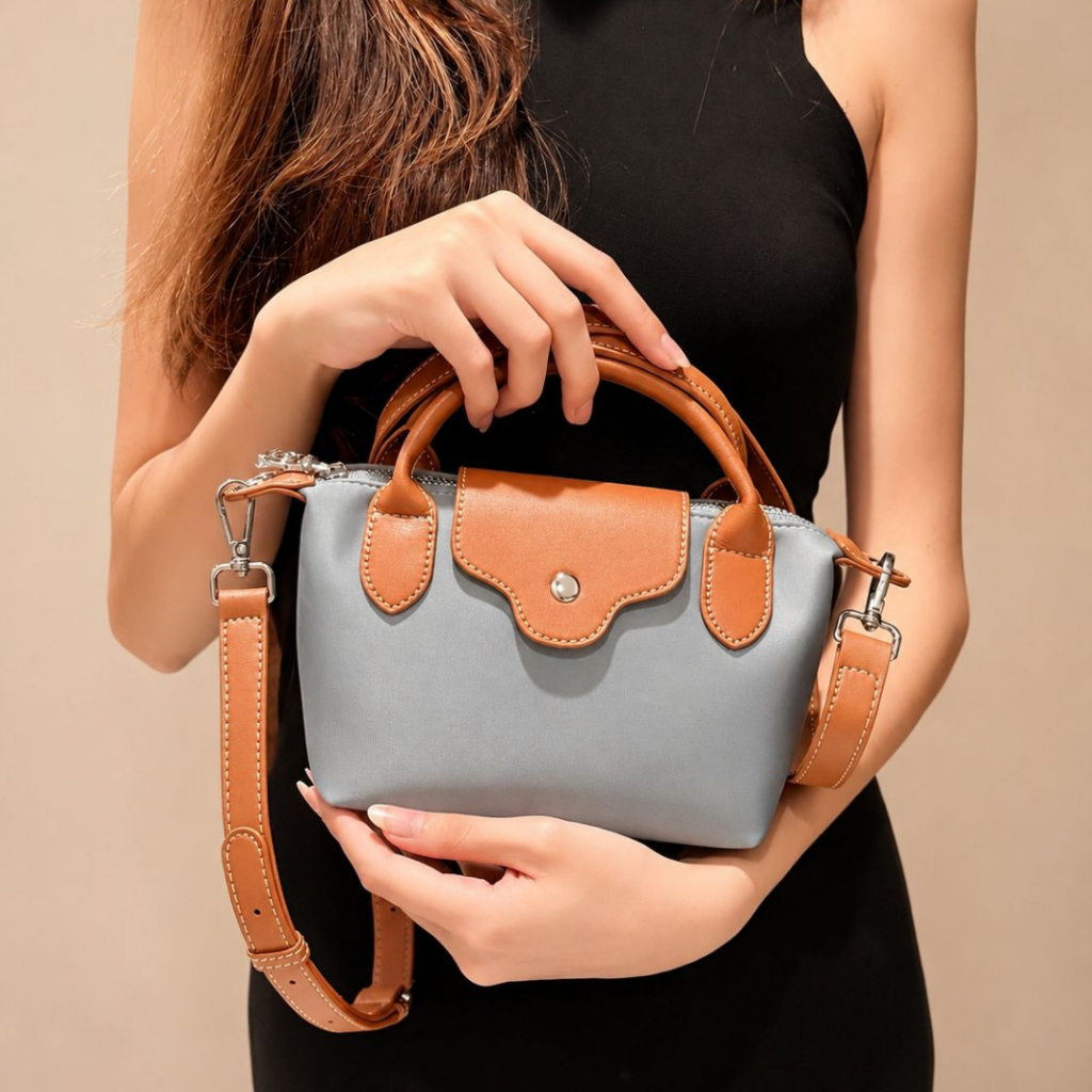 Onnia Studio Mini Tote Bag | Misty Blue | Premium Nylon 2 Way Bag Hand Bag