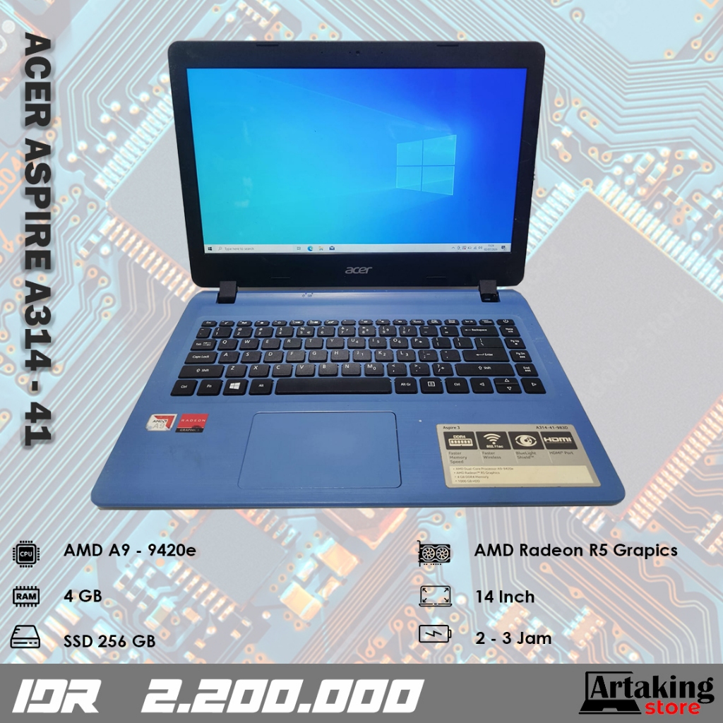Acer Aspire A314 - 41 - AMD A9 - Ram 4 GB - SSD 256 GB