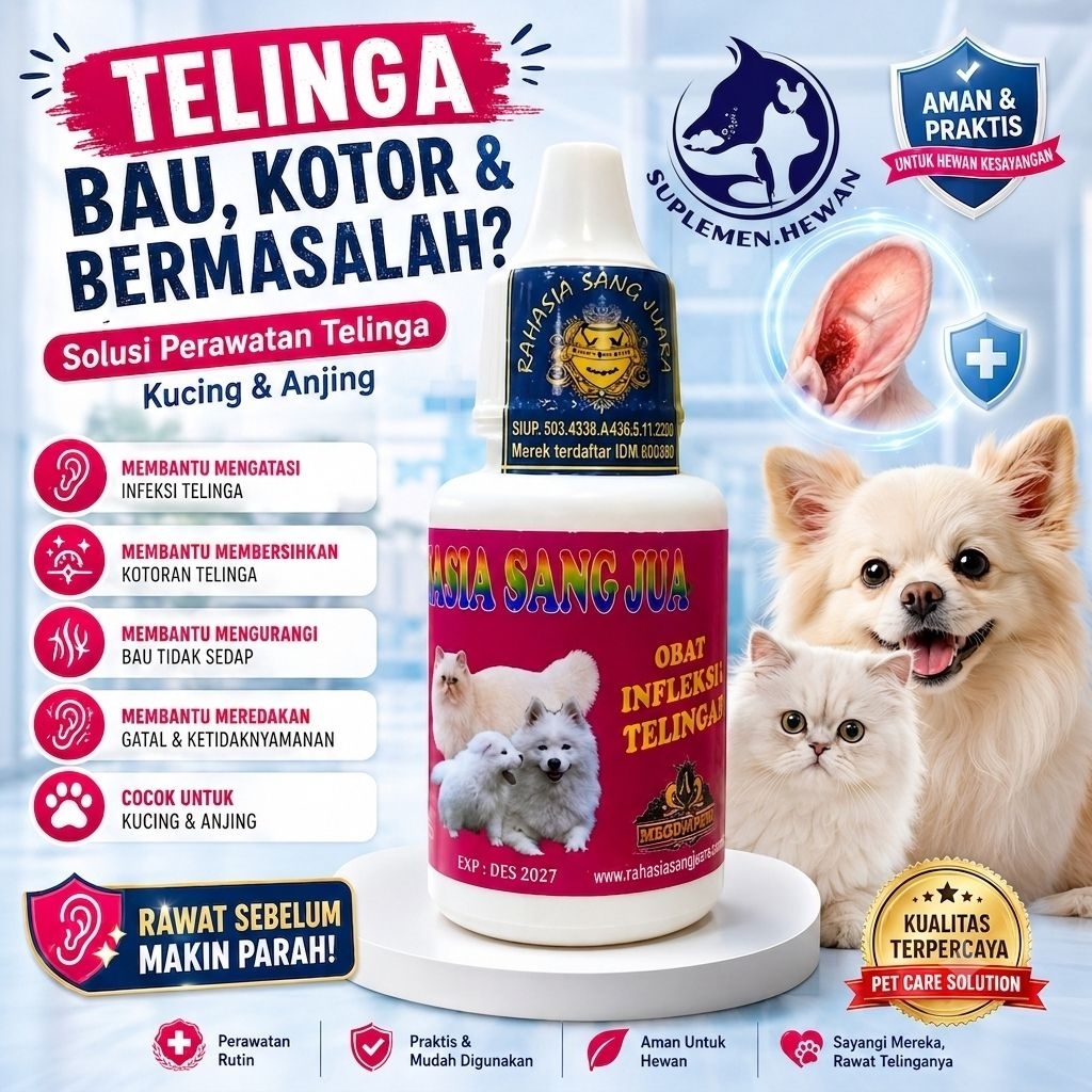 Obat Infeksi Telinga Kucing Anjing 30ml - Obat Telinga Kotor Bau Gatal Berair Jamur Perawatan Teling