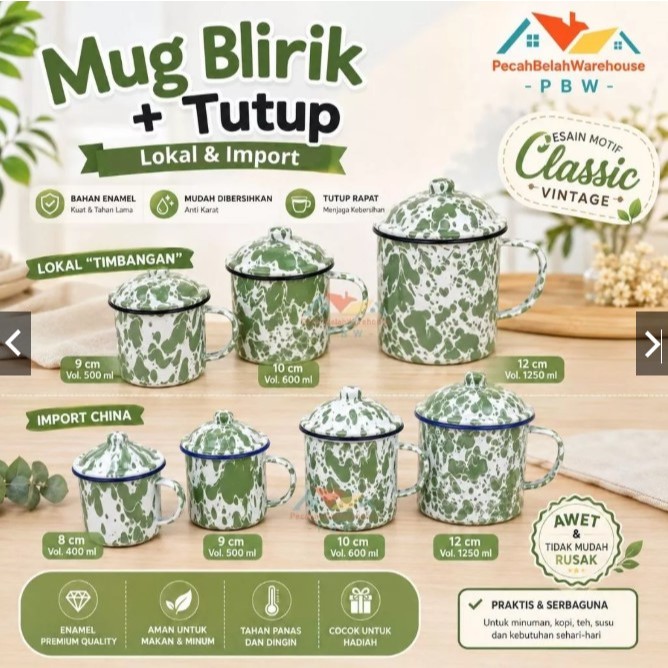 Cangkir Seng Blirik 8cm 9cm 10cm 12cm / Mug Blirik / Cangkir Blirik / Mug Jadul