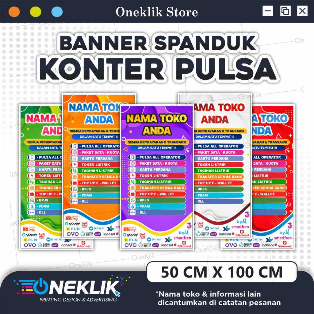 Spanduk Banner Konter / Banner Konter / Aksesoris Konter / Banner Murah / Banner Ukuran 50 x 100