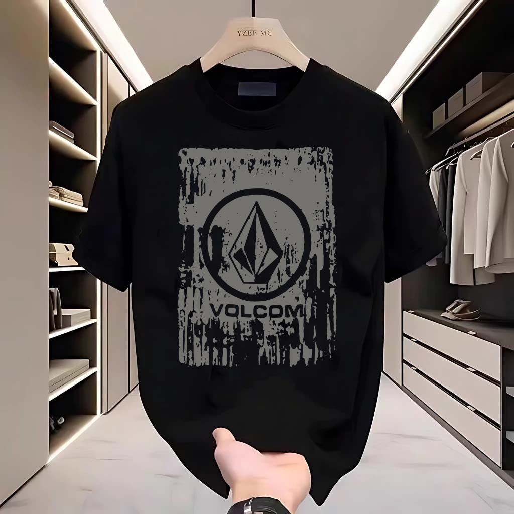 Kaos Pria Distro Original Motif Volcom Vintage 100% Katun Model Klasik Lembut Nyaman Lengan Pendek K
