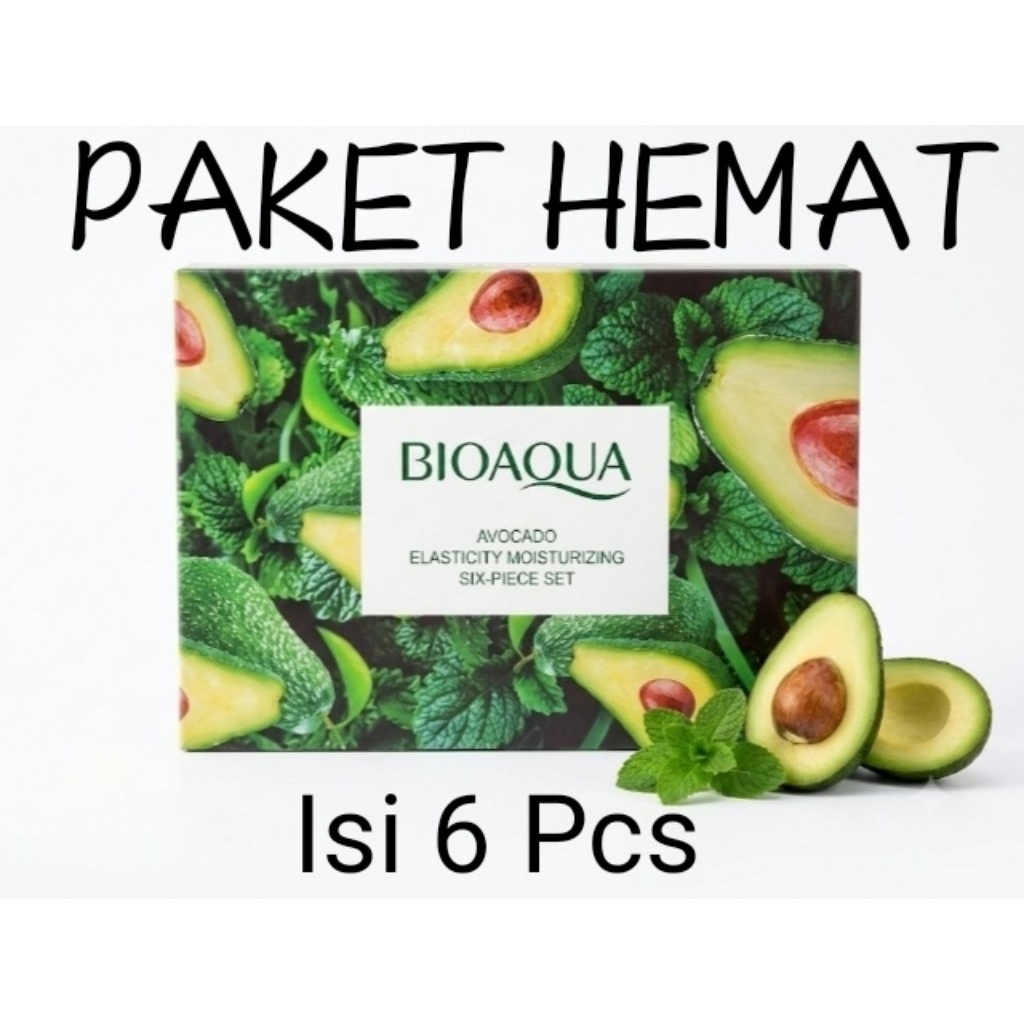 PAKET HEMAT BIOAQUA Niacinome Avocado Hydrating & Brightening Skincare Set (6-in-1)