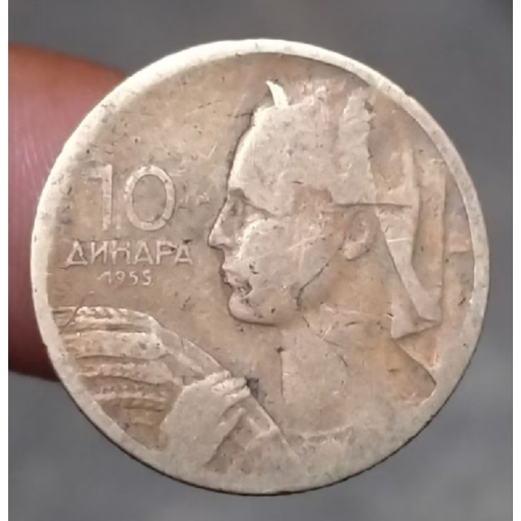 Uang Koin Kuno Yugoslavia 10 Dinar tahun acak