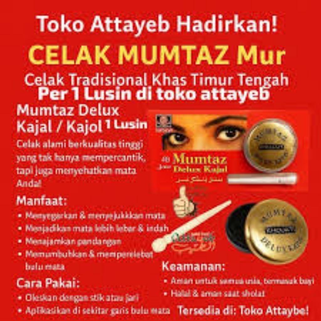 Celak Mata Mumtaz Mur Kajal - Sejuk, Tahan Air, Tumbuhkan Bulu Mata obat cilak eye liner