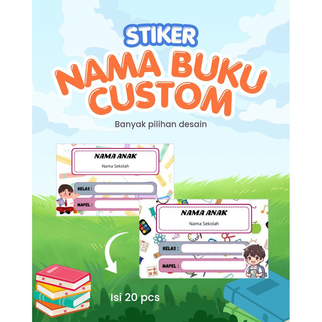Sticker Nama Buku Custom/Sticker Nama Anak