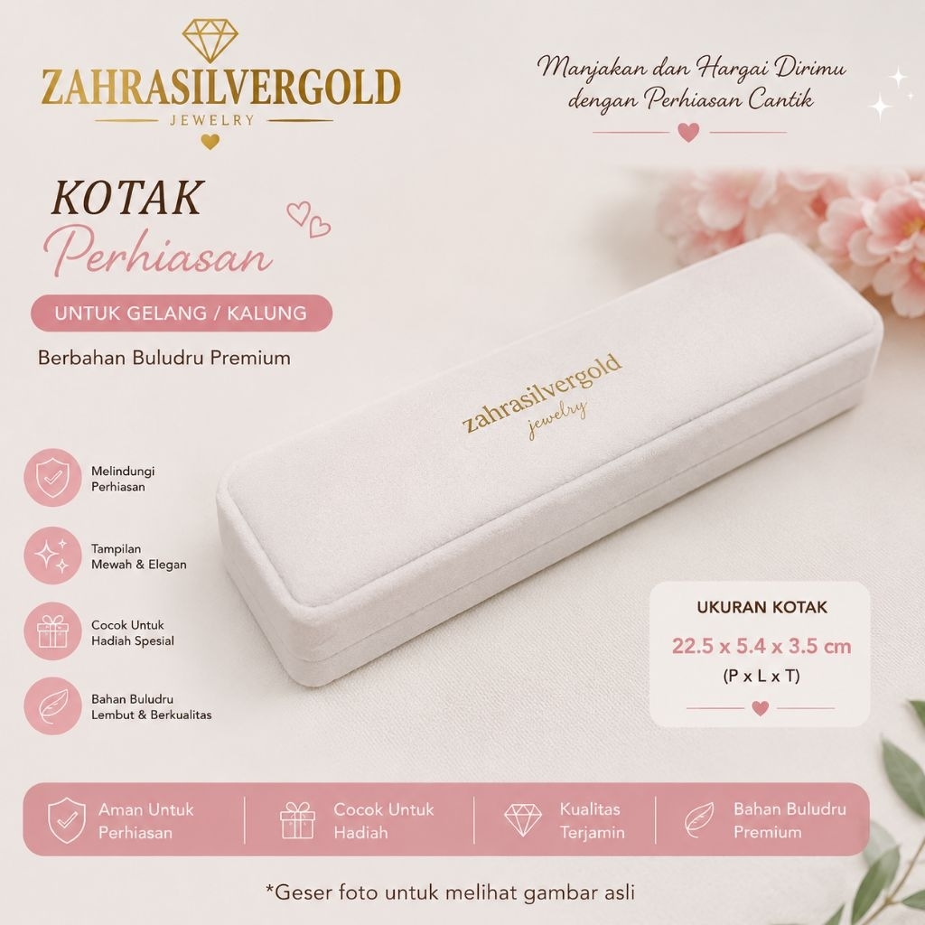 Kotak Perhiasan Kalung Putih Beludru Jewelry Box Set