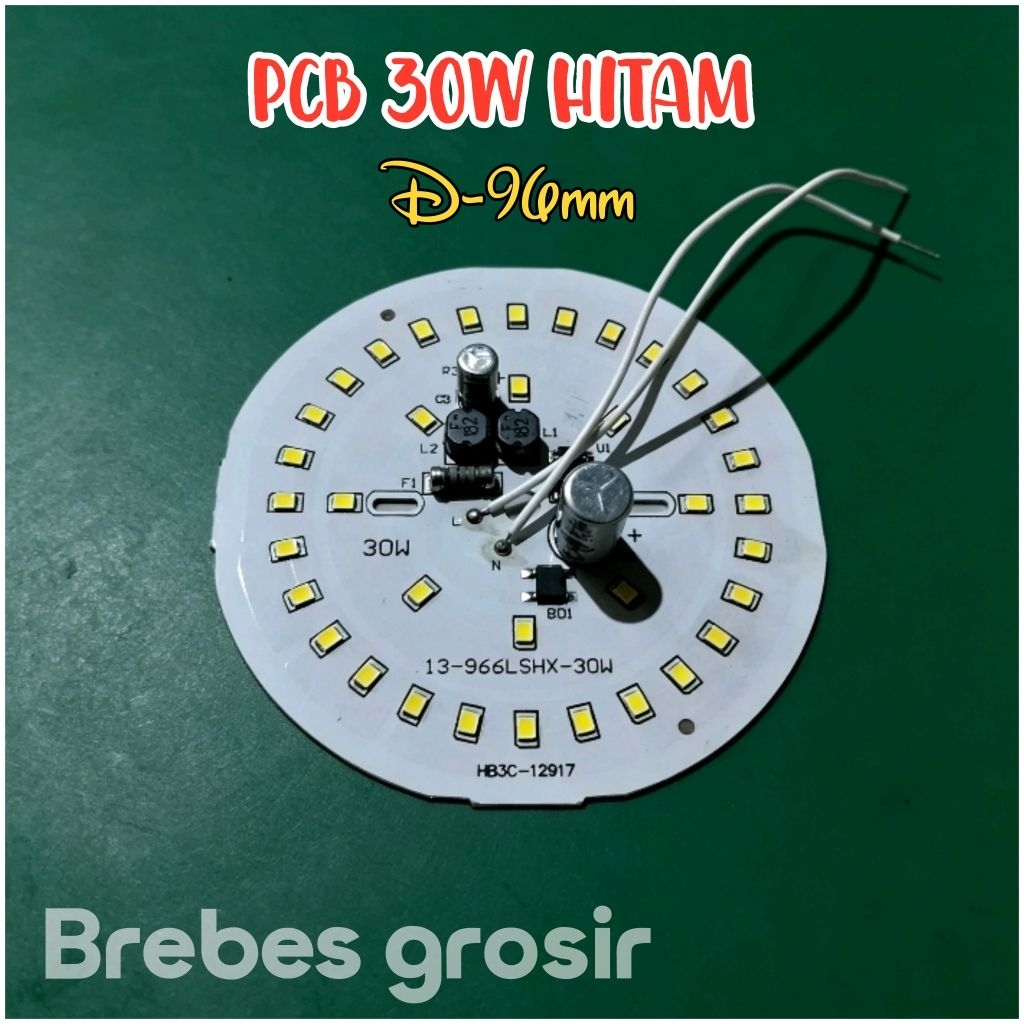 PCB LAMPU LED AC 30W HITAM D-96mm