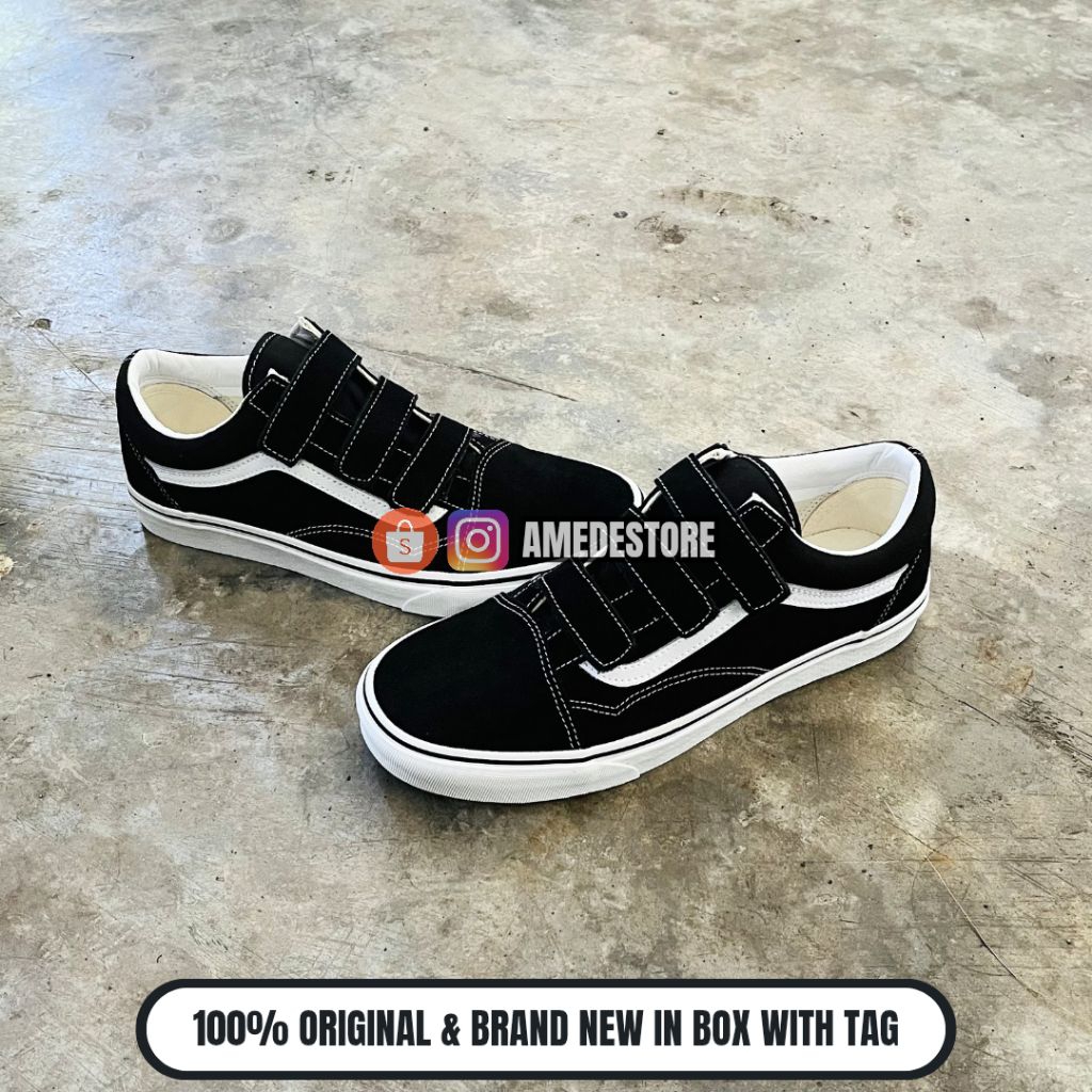 Vans Velcro Black White Resmi