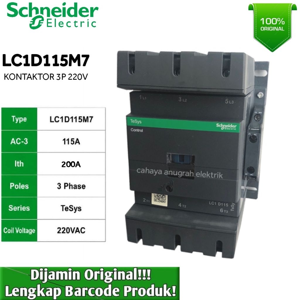 KONTAKTOR SCHNEIDER LC1D115M7 220V 3P / KONTAKTOR LC1D115M7 LC1D115 M7 ORIGANAL