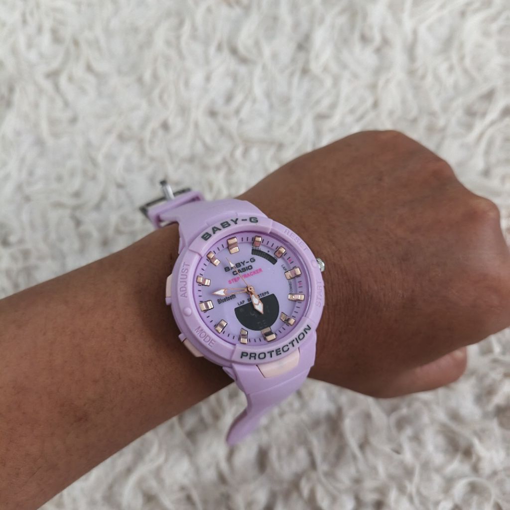 Jam tangan wanita Casio baby G protection jelly strap in lilac step tracker shock resist rubber watc