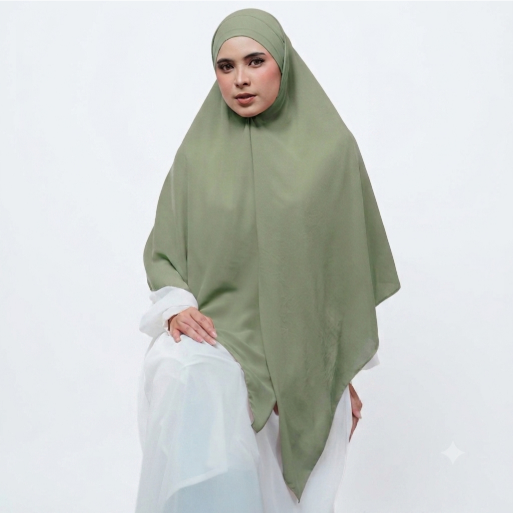 Maula Anisma Khimar Instant Bandana Tali Ceruty Babydoll Hijab Skena Syar'i Jumbo Double Layer No Ja