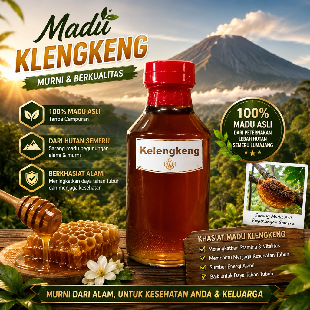 MADU KELENGKENG HUTAN SEMERU / MADU MURNI 100% / MADU ASLI DARI PETERNAKAN LEBAH HUTAN SEMERU LUMAJA
