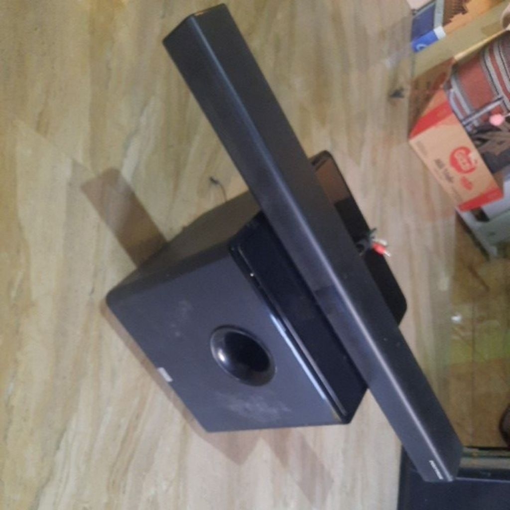 SATU SET SPEAKER SUBWOOFER DAN SATELIT PASIF EKS TV LED POLYTRON 40-55 INCH ORIGINAL