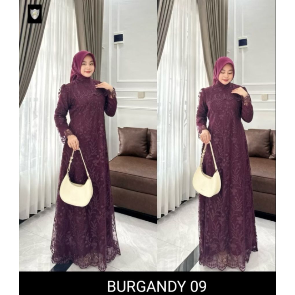 Gamis Brokat Mix Renda Simple Matt Ceruty Babydol Full Furing Gamis Brukat Pesta Kondangan Wanita Mu
