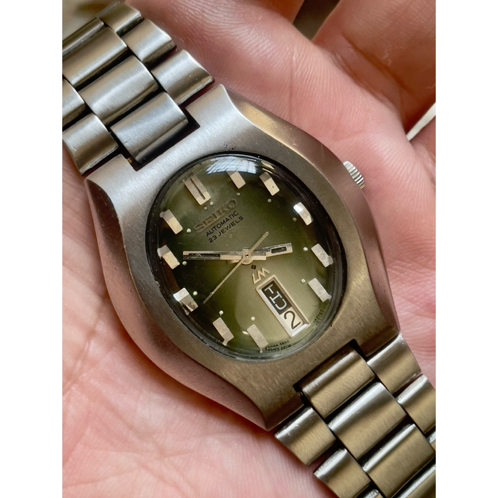 Vintage Seiko Oval LM Green Dial JDM Black Daydate Rare