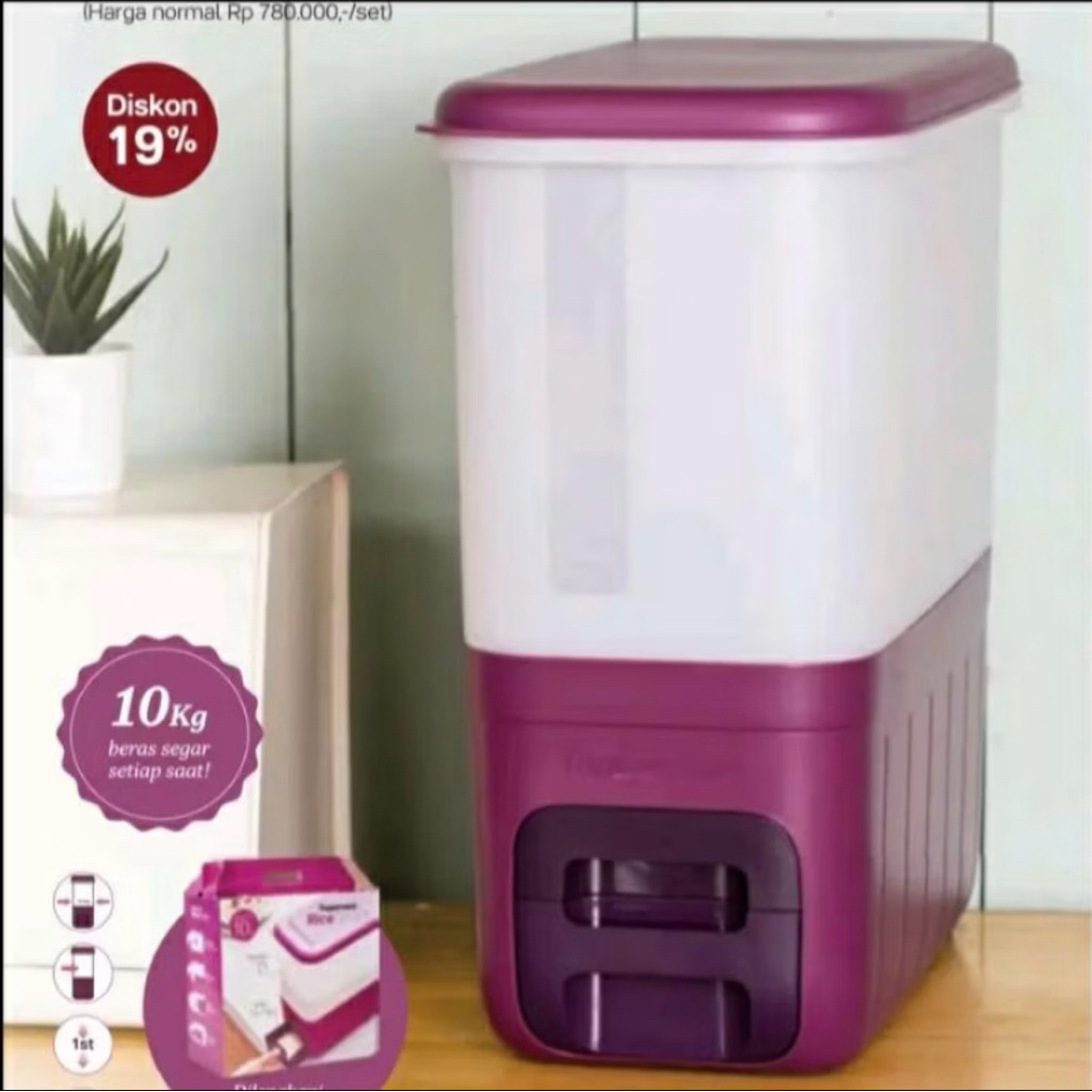 RICE SMART UNGU 10kg - Tempat Beras Tupperware