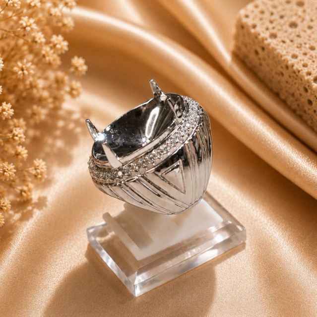 Ring/Emban Cincin Alpaka Super Jumbo - Oval 25x17 mm