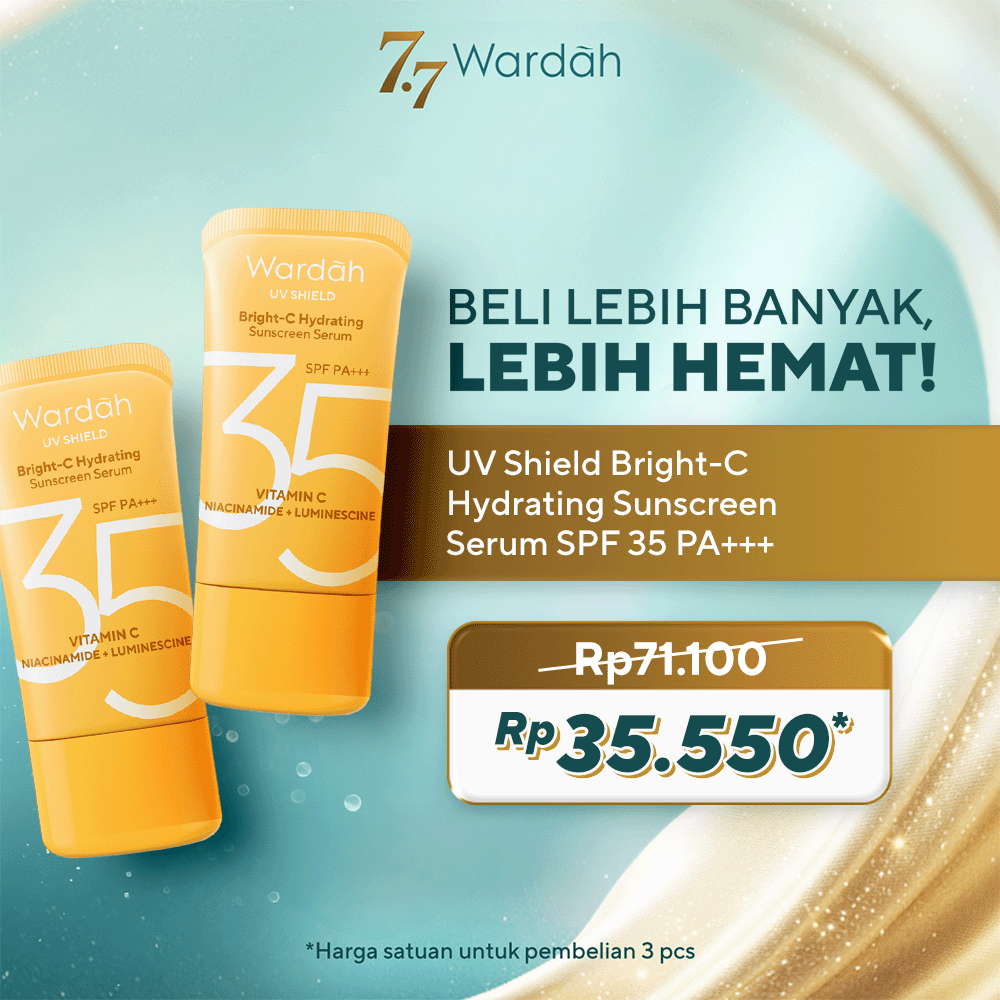 Wardah Sunscreen UV Shield Bright C-Hydrating Serum SPF 35 PA++++ Luminescence + Vitamin C + Niacina