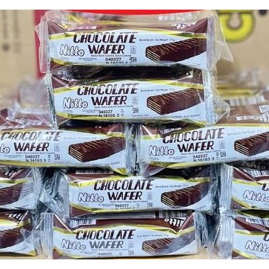NITTO Wafer Coklat Isi 10 Pcs - Wafer Krim Cokelat Lumer - Snack Jadul