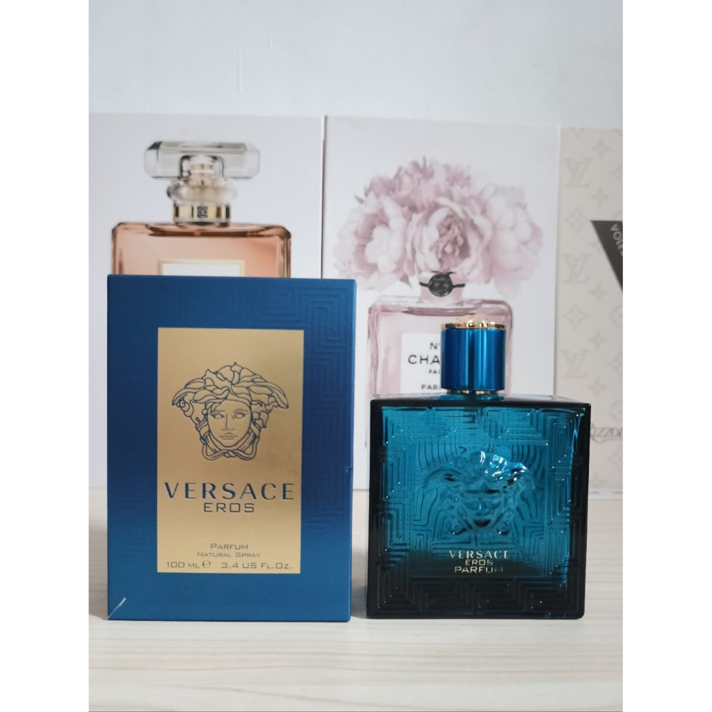 Botol Parfum Kosong & Box Versace Eros Parfum (Minus Sedikit Tutupnya Retak) Product 100 mL Bonus Vi
