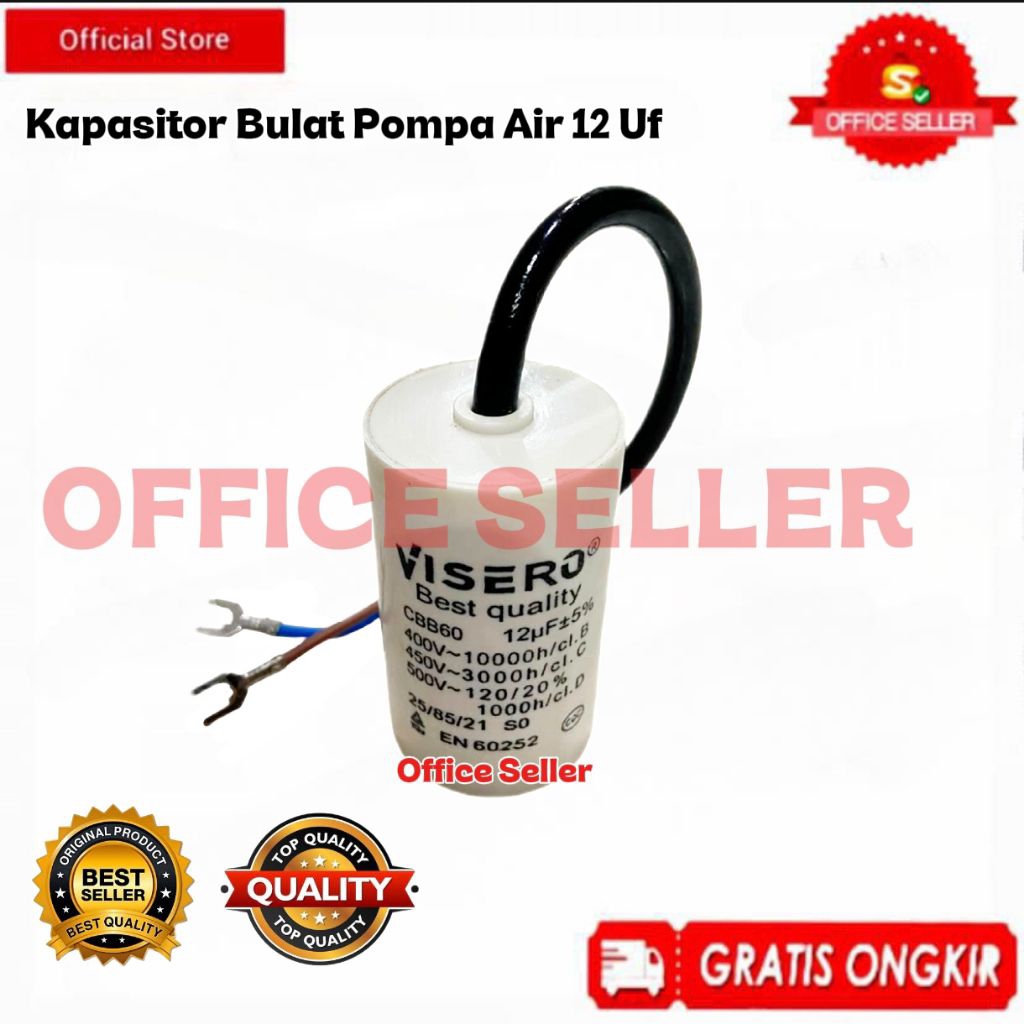 Kapasitor Pompa Air 12 Uf / Kapasitor Mesin Air / Capasitor Pompa Air Universal