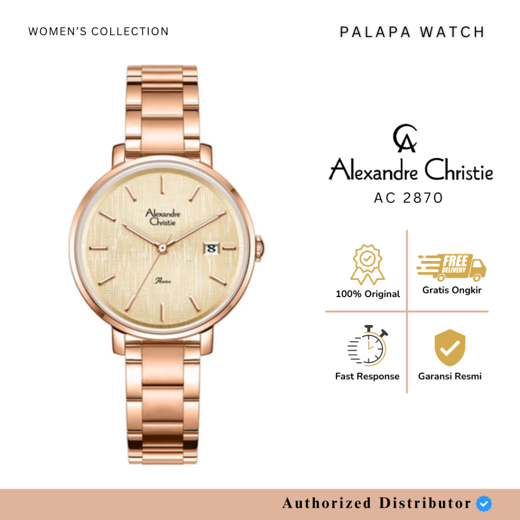 Jam Tangan Wanita Alexandre Christie AC 2870 / AC2870 Rantai Original