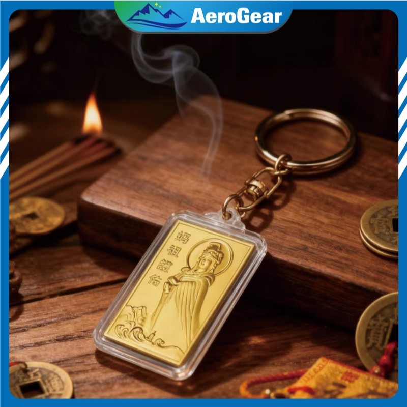 Keychain MaZu Goldcoin Koin Asli Gantungan Kunci Sederhana Ornamen China Money Amulet Hiasan Tas Dan