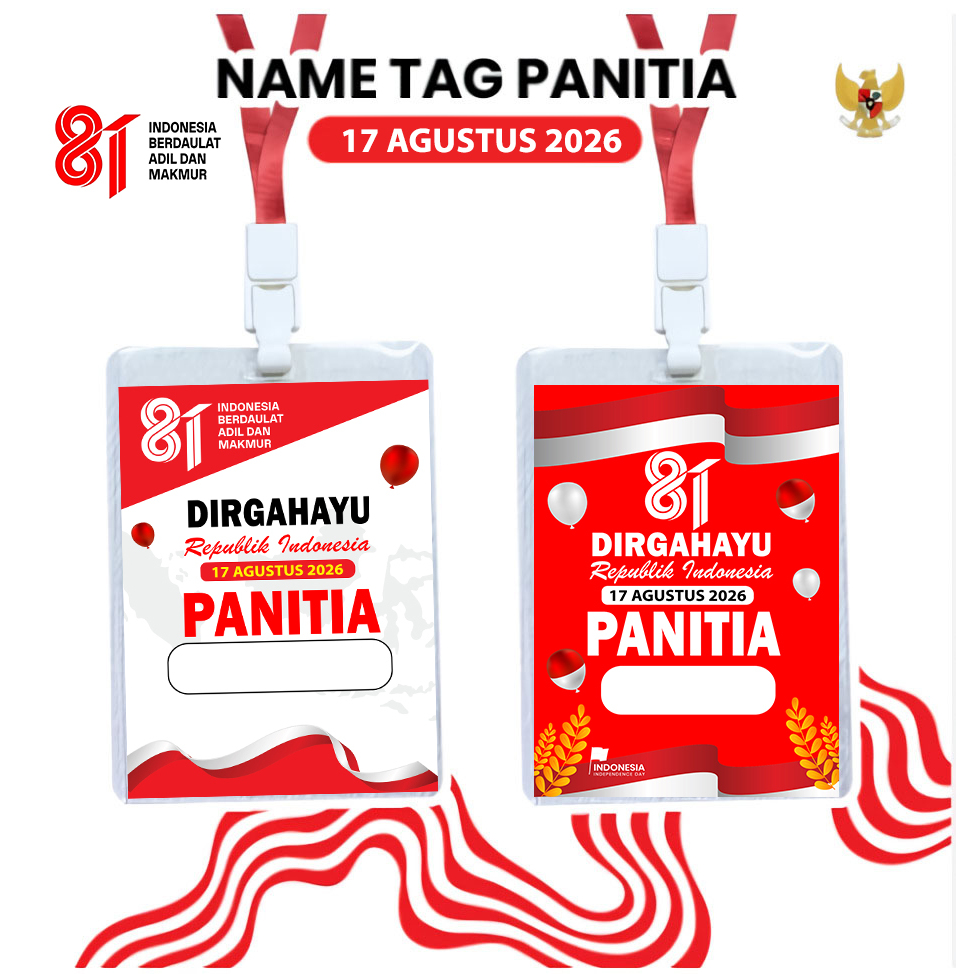 {10 PCS } SET Name Tag Panitia | Name tag Panitia Kemerdekaan
