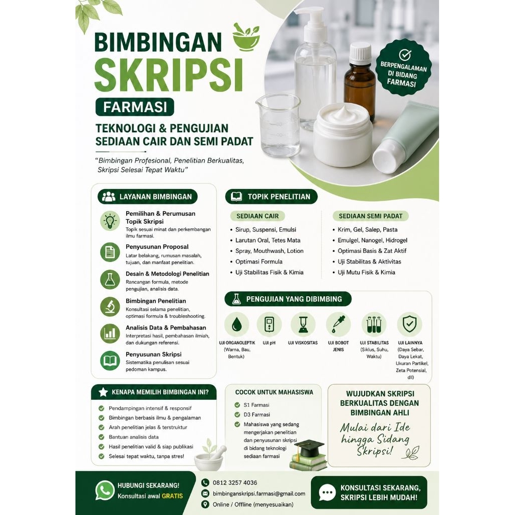 bimbingan skripsi mahasiswa S1 Farmasi teknologi sediaan farmasi