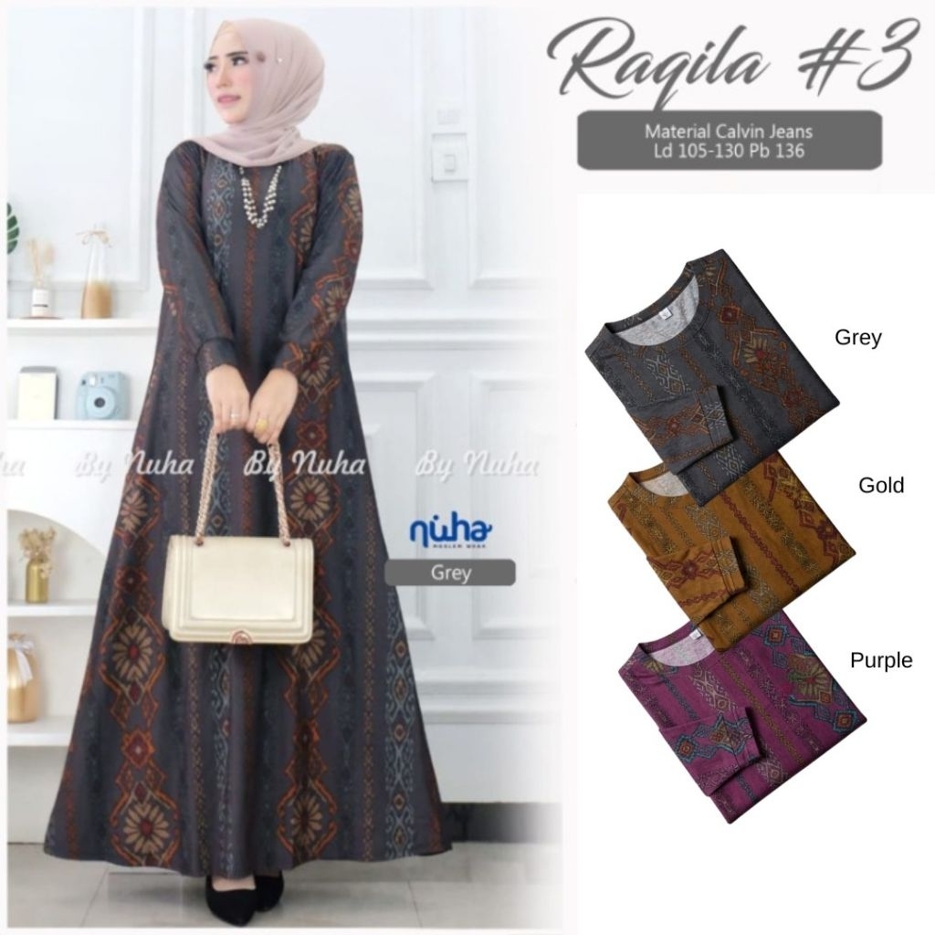 Gamis jumbo big size ld 110-135 terbaru bahan denim diana