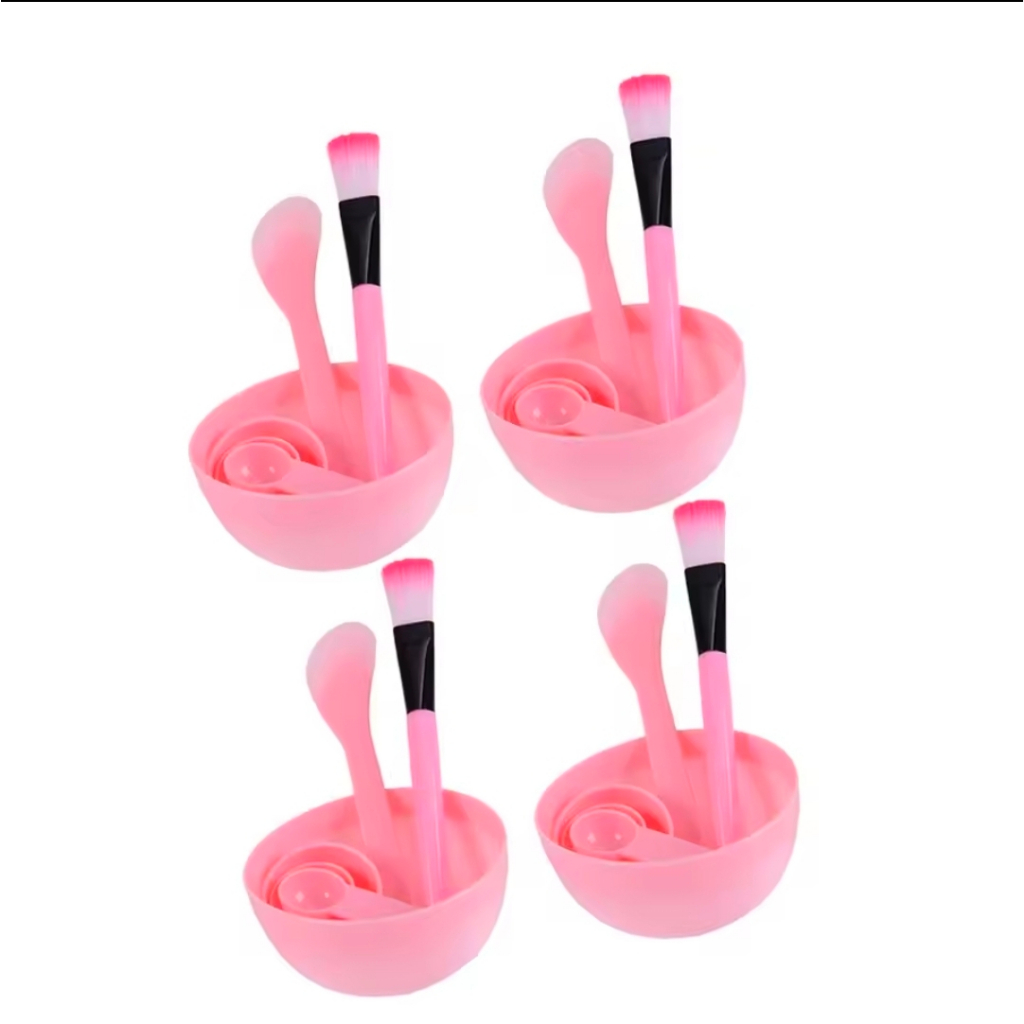 Mangkok Masker Wajah 4 in 1 - Set Lengkap dengan Kuas, Spatula, dan Sendok