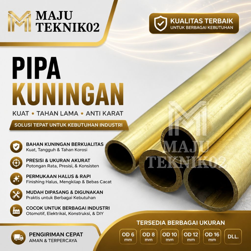 pipa kuningan OD 8 mm ID 6 mm x 250 mm