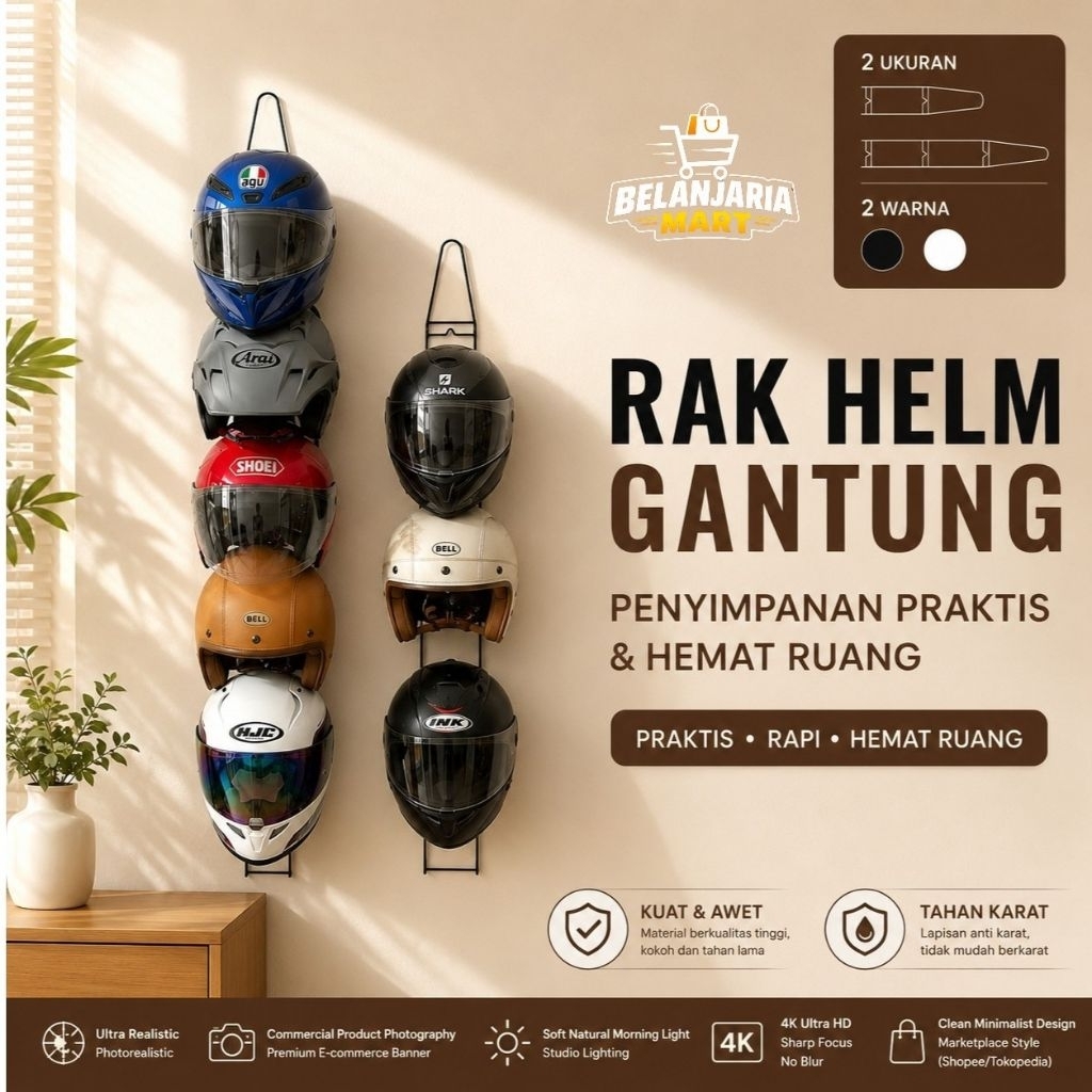 Rak Helm Gantung 5 Susun Dan 3 Susun / Rak Helm Susun/Rak Helm Gantung