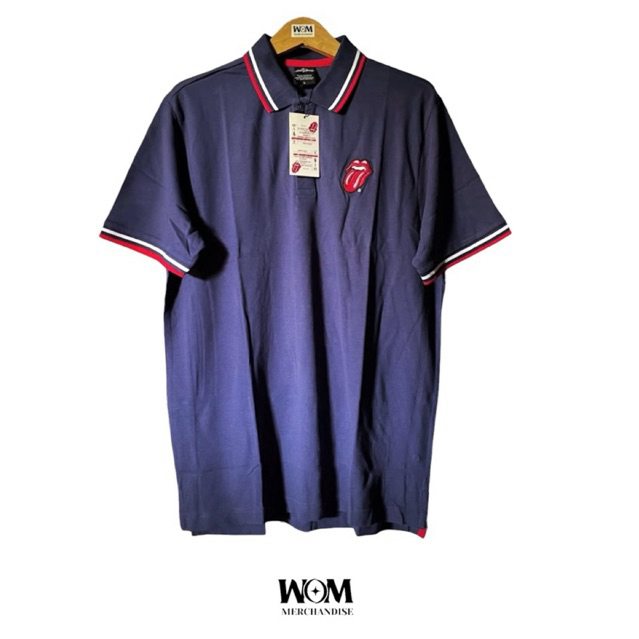Polo Shirt The Rolling Stones - Classic Logo Tongue Navy