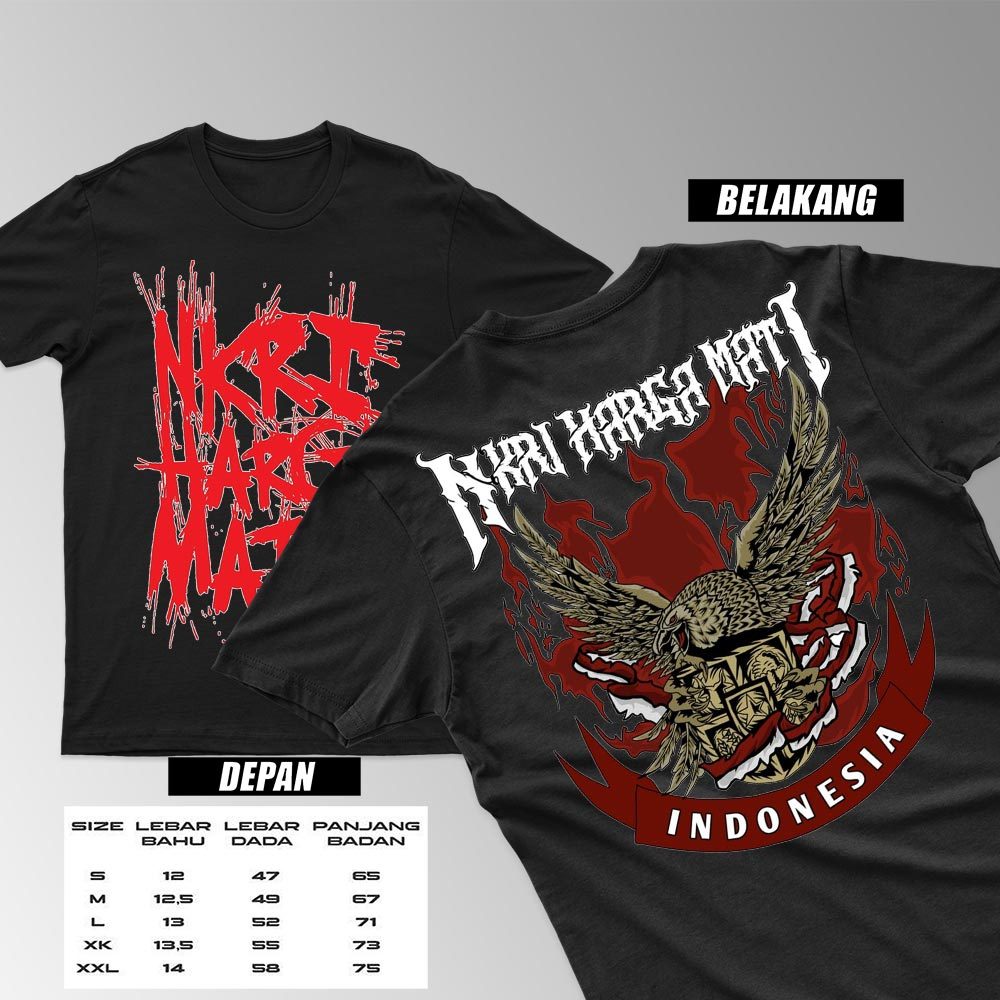 Kaos distro motif NKRI HARGA MATI terbaru Spesial 17 Agustus Tshirt Cotton combed 30s Baju pria wani