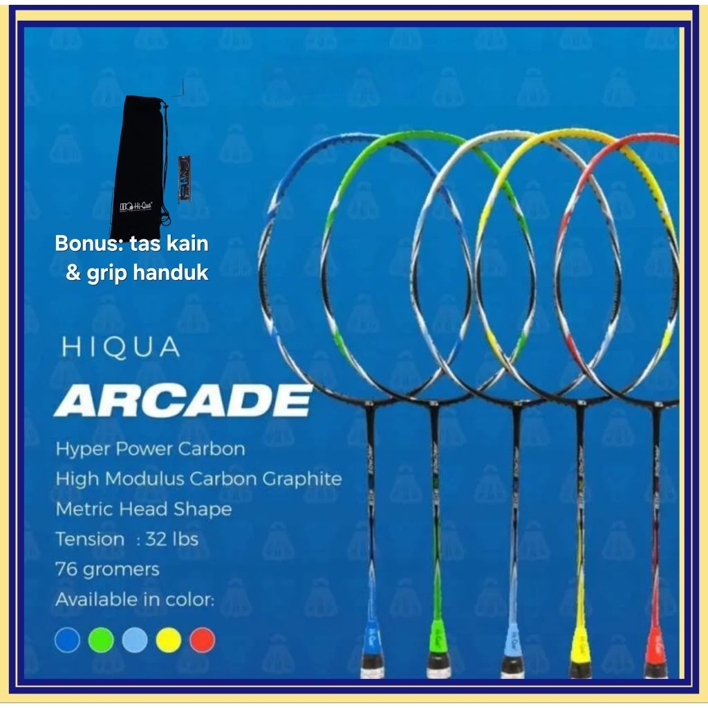 RAKET BADMINTON HQ HIQUA ARCADE. ORIGINAL