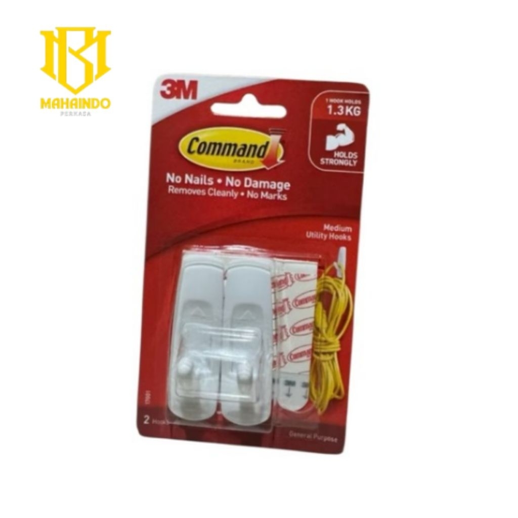 3M Command Medium Utility Hooks 17001 Gantungan Kabel 1.3kg