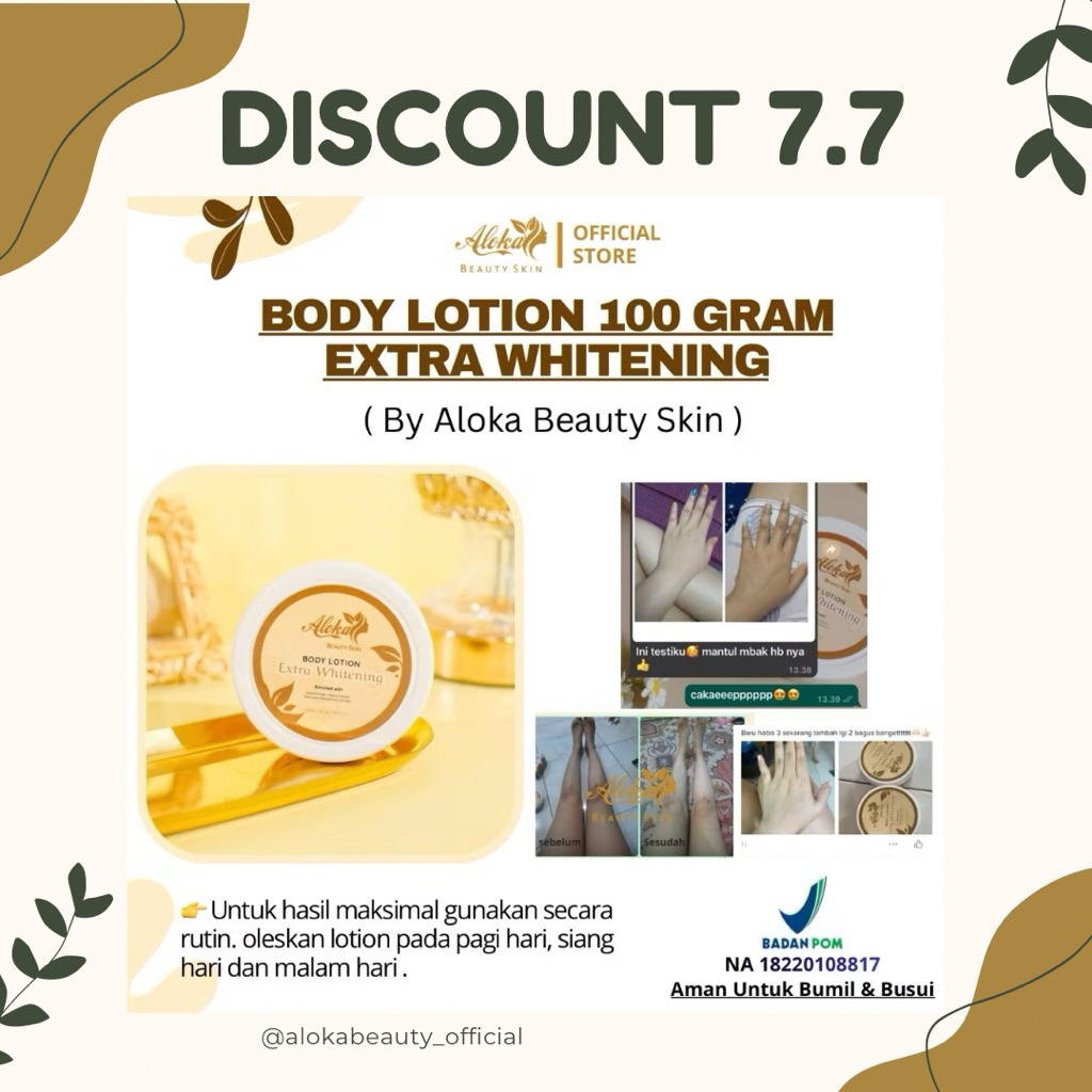 BODY LOTION ALOKA BEAUTY EXTRA WHITENING 100 gram