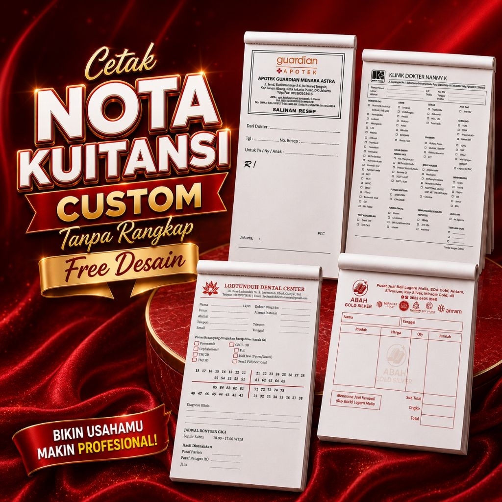 Cetak Nota Form Rekap Penjualan Custom 1 Ply - Tanpa Rangkap - Cetak Nota Emas Gold - Slip Gaji
