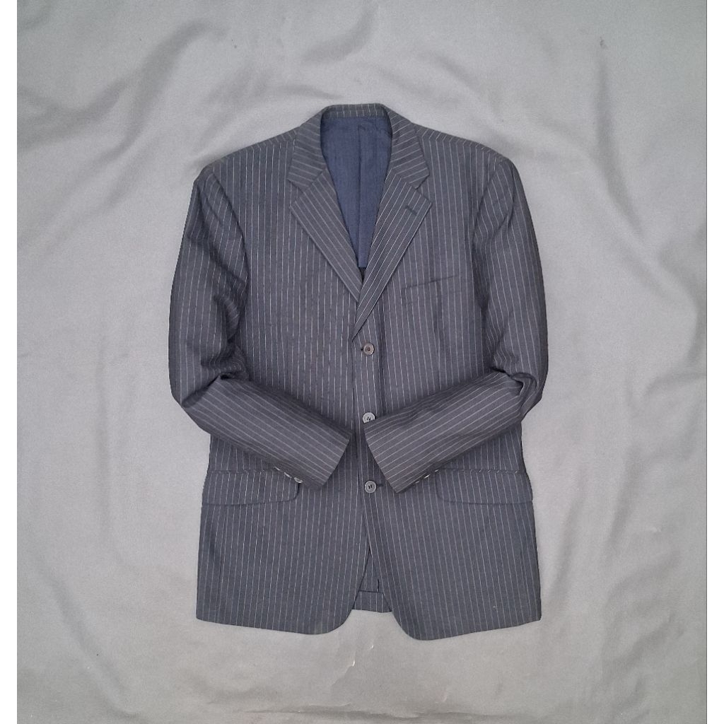 jas second pria/L87/parkland/jas abu abu kasual motif garis/jas second/jas preloved