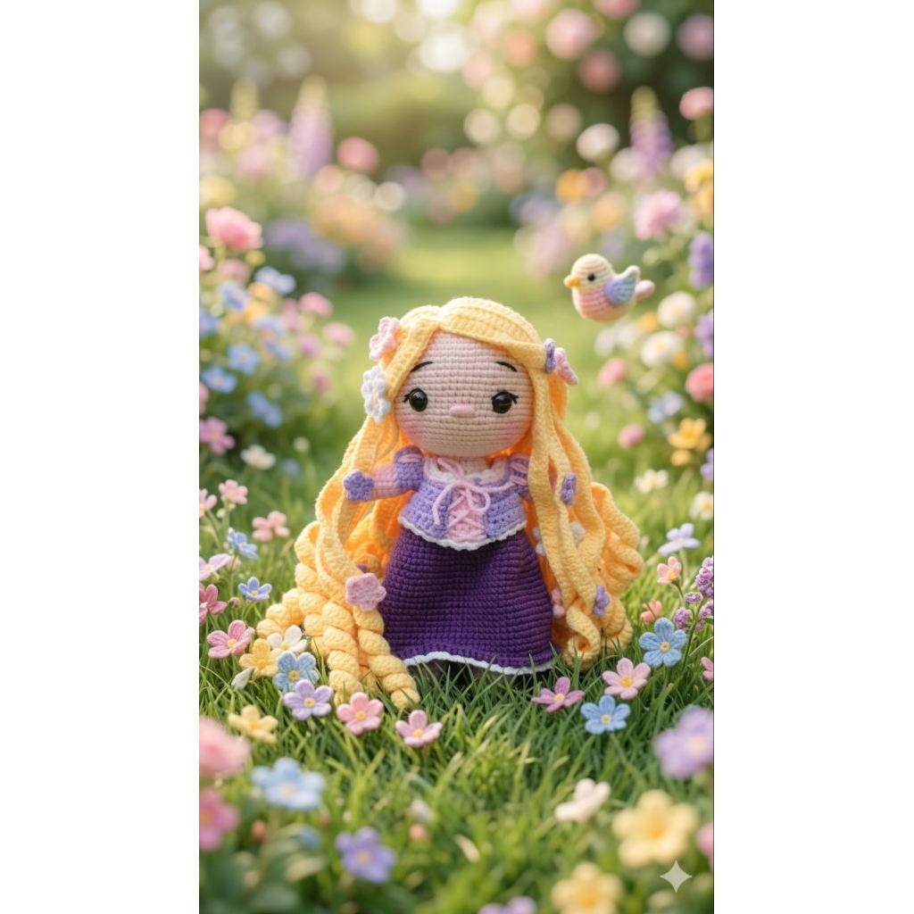 Boneka rajut Rapunzel