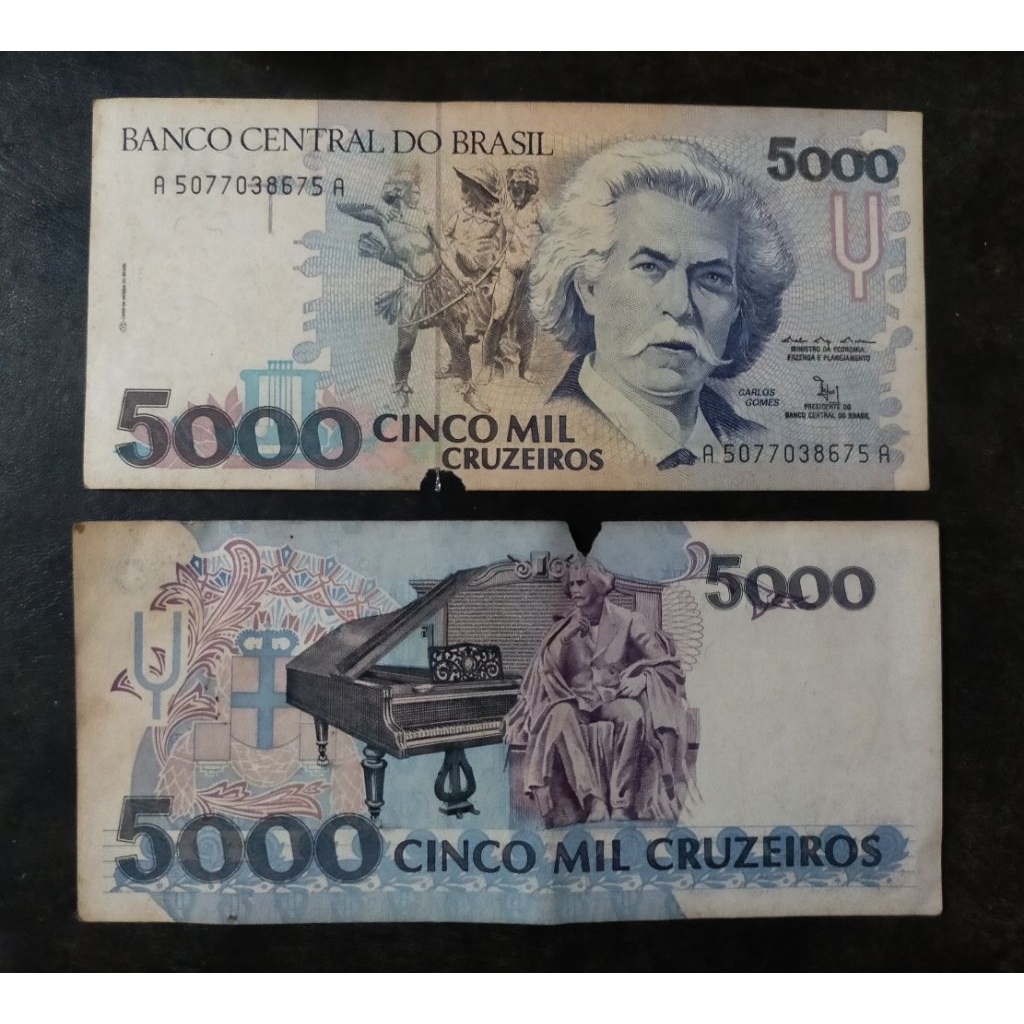 uang brazil 5000 Cruzeiro UBCN jelek