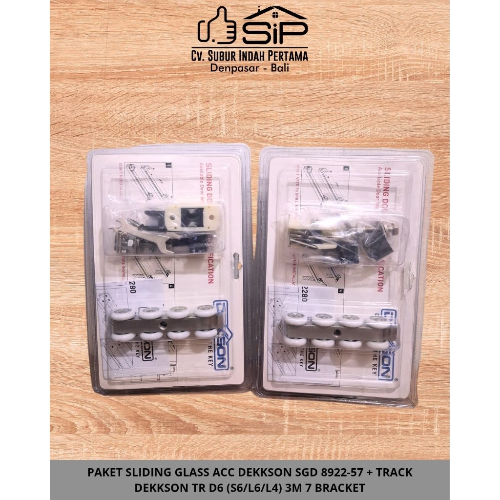 PAKET SLIDING GLASS ACC DEKKSON SGD 8922-57 + TRACK DEKKSON TR D6 (S6/L6/L4)3M 7 BRACKET