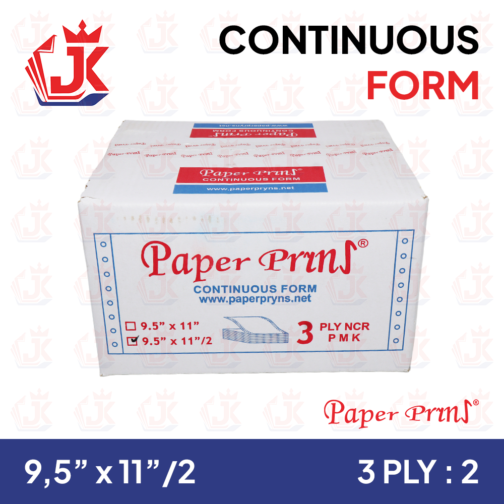 Paperpryns Kertas Continuous Form 9.5 x 11/2 inch 3 PLY Bagi 2 PRS