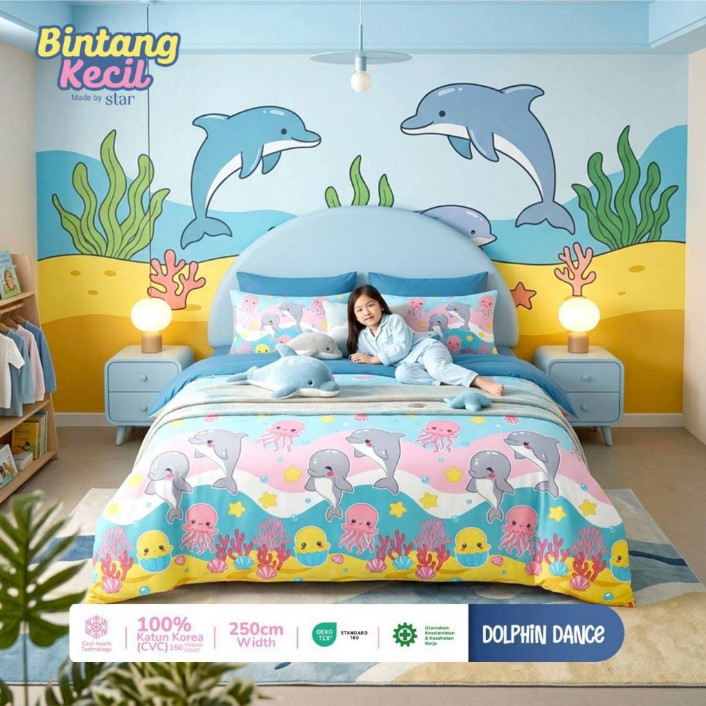 SEPRAI sprei Bahan katun cvc Lokal Star Collection Snoopy Snopy  Shark ikan hewan laut Animal Labubu
