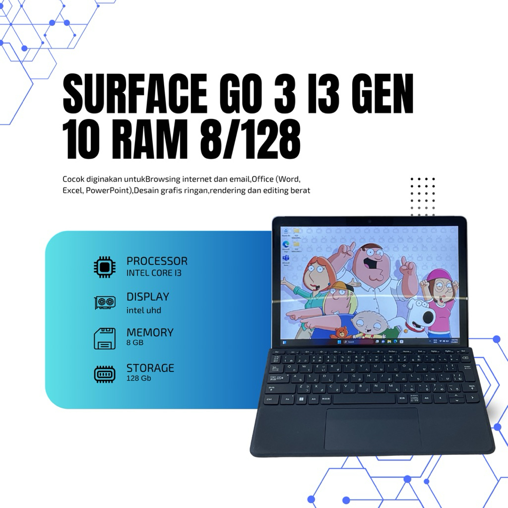SURFACE GO 3 || INTEL CORE I3 || GEN 10 || RAM 8 GB || SSD 128 GB